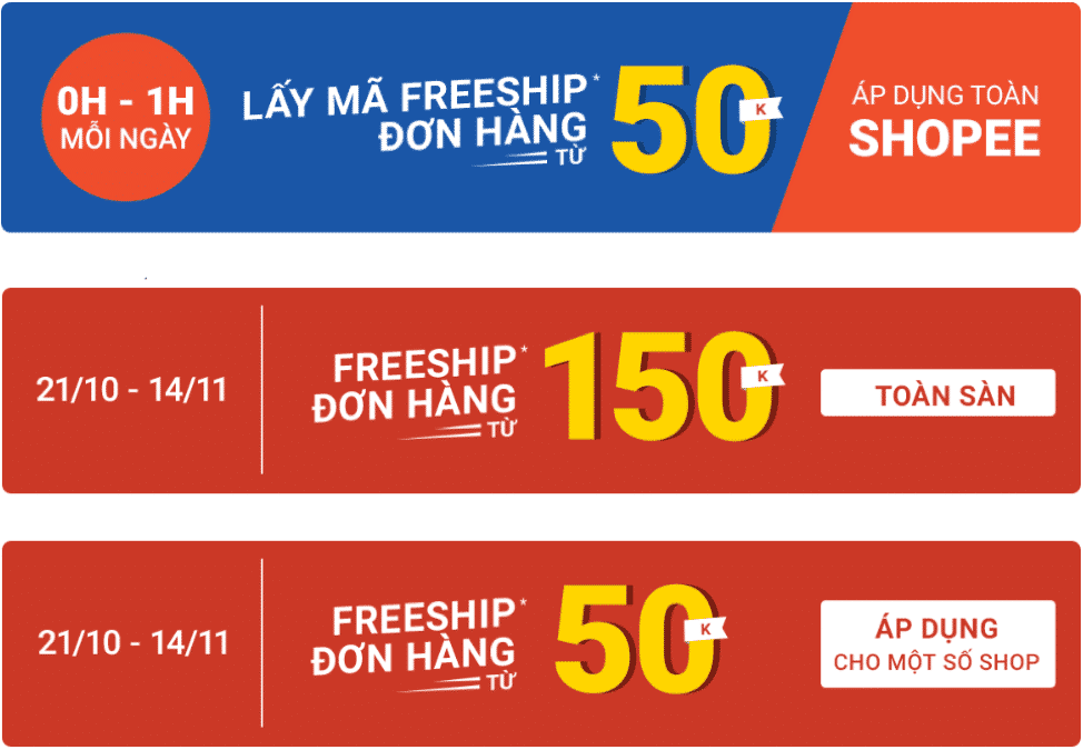 Mã giảm giá freeship của shopee