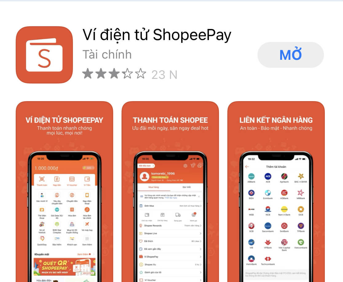 Tải ví Shopee Pay từ Ch Play hoặc App Store