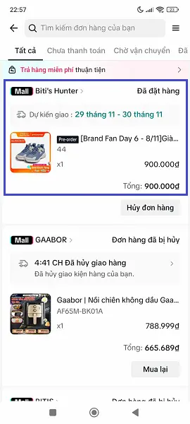 Cách hủy đơn hàng trên Tiktok