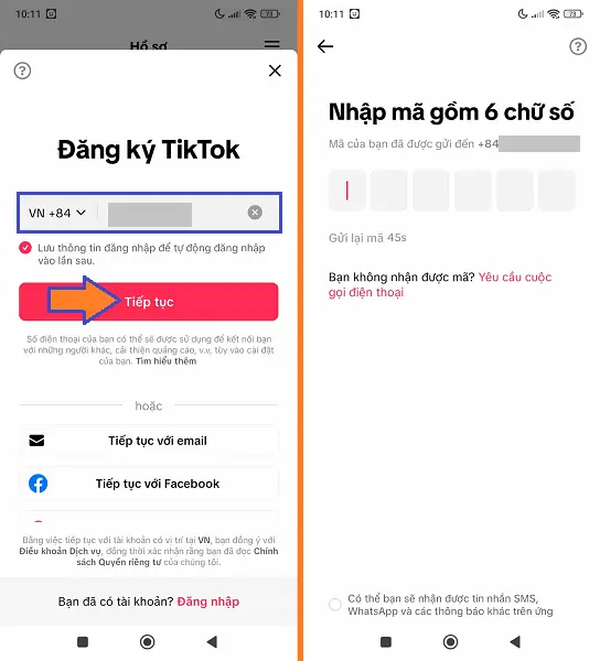 đăng ký tài khoản Tiktok