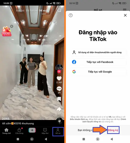 đăng ký tài khoản Tiktok