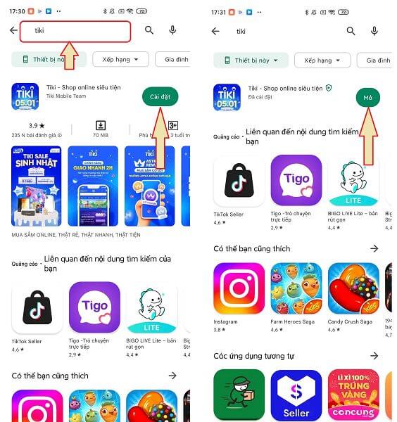 Hướng dẫn tải app Tiki 2