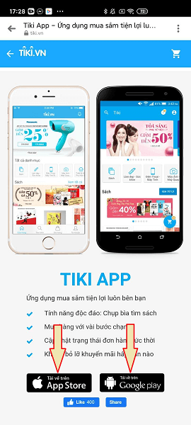 Hướng dẫn tải app Tiki 1