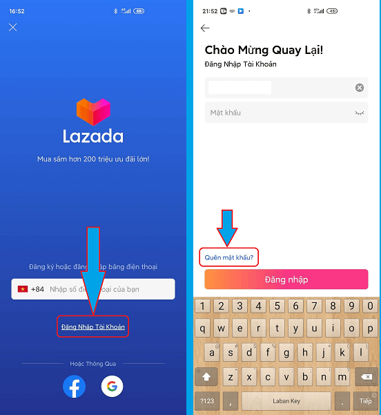 Cách lấy lại mật khẩu Lazada 7