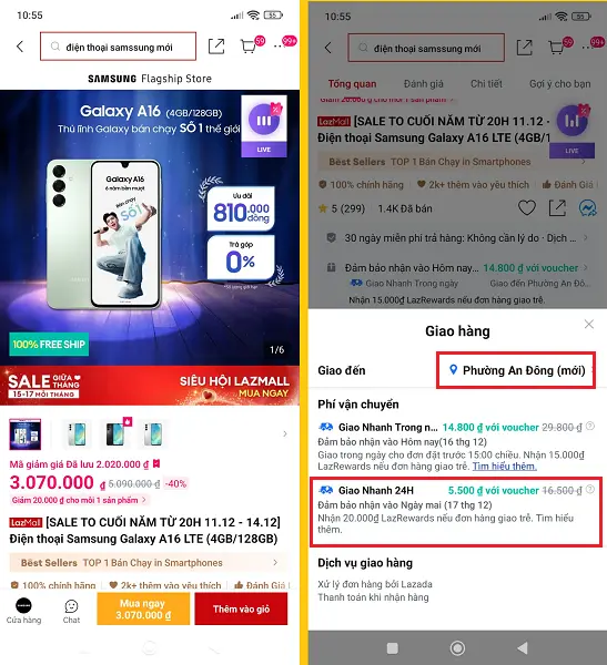 Các hình thức giao hàng trên Lazada