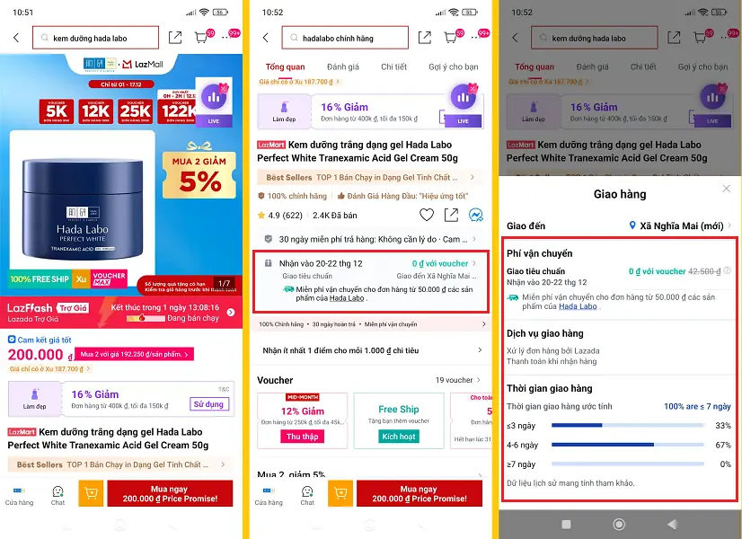 Các hình thức giao hàng trên Lazada
