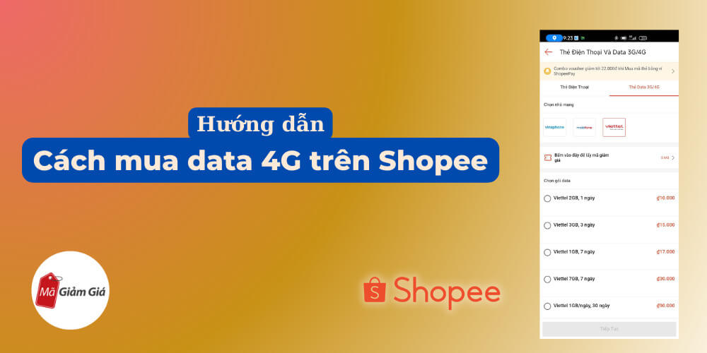 Cách mua data 4G trên Shopee