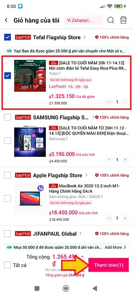 Bảo hiểm Thiết bị điện tử Lazada