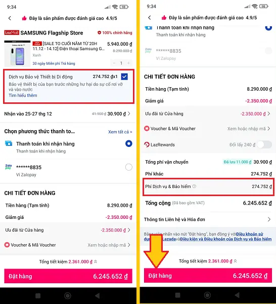 Bảo hiểm Thiết bị di động và máy tính bảng Lazada