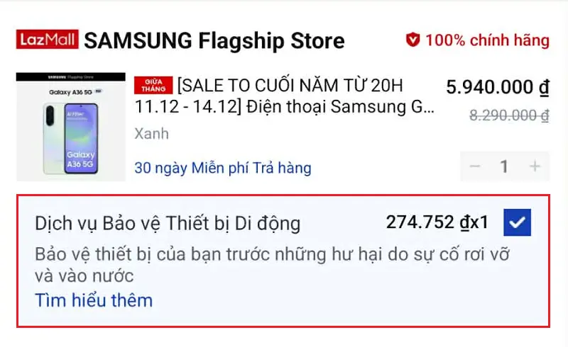 Bảo hiểm Thiết bị di động và máy tính bảng Lazada