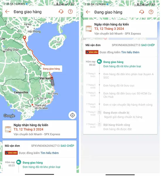 Kiểm tra đơn hàng Shopee 