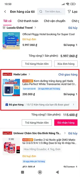 Cách lấy mã vận đơn Lazada