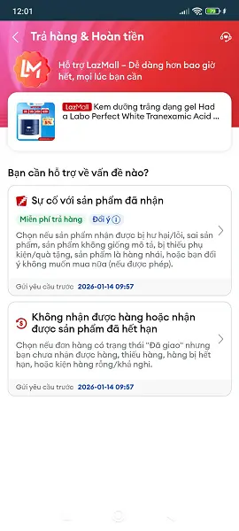 cách trả hàng Lazada