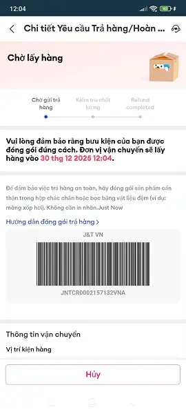 cách trả hàng Lazada