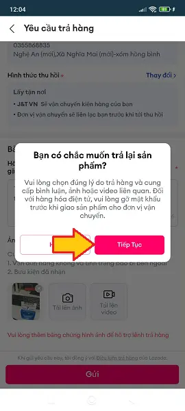 cách trả hàng Lazada