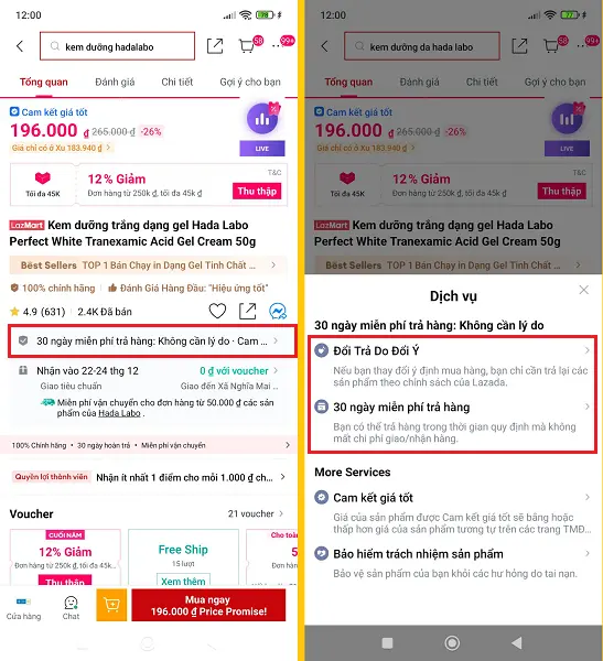 cách trả hàng Lazada