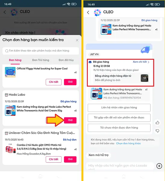 Cách kiểm tra đơn hàng Lazada