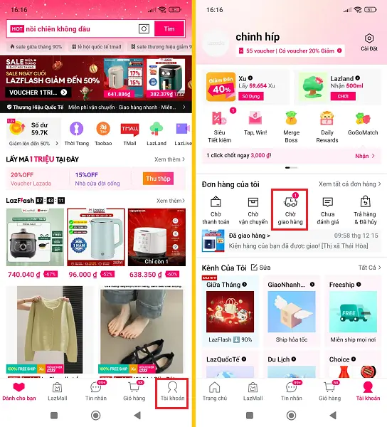 Cách kiểm tra đơn hàng Lazada