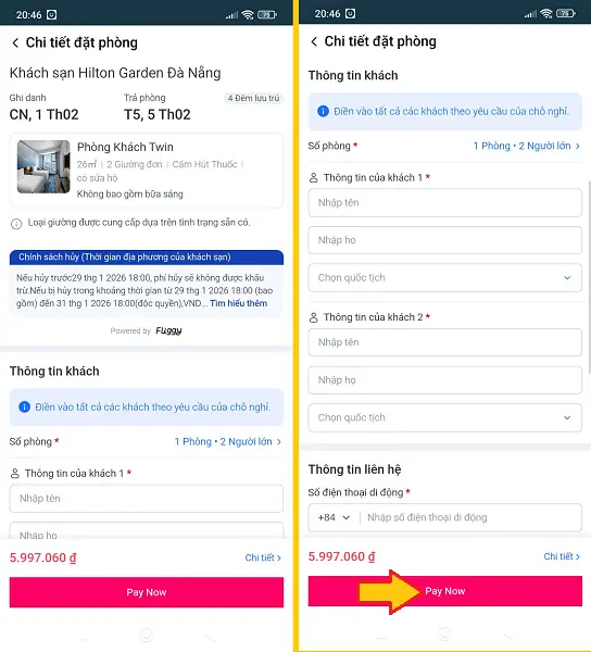 cách đặt phòng khách sạn trên Lazada