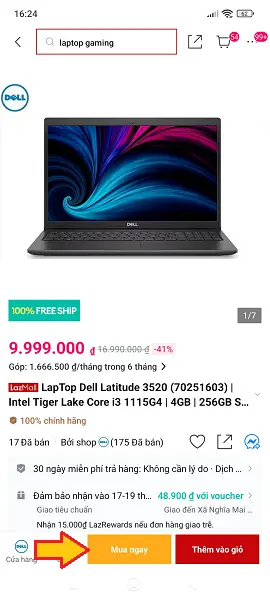 cách mua hàng trả góp Lazada