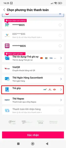 cách mua hàng trả góp Lazada