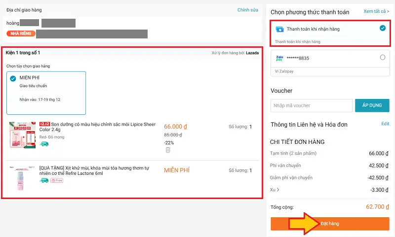 cách mua hàng trên Lazada