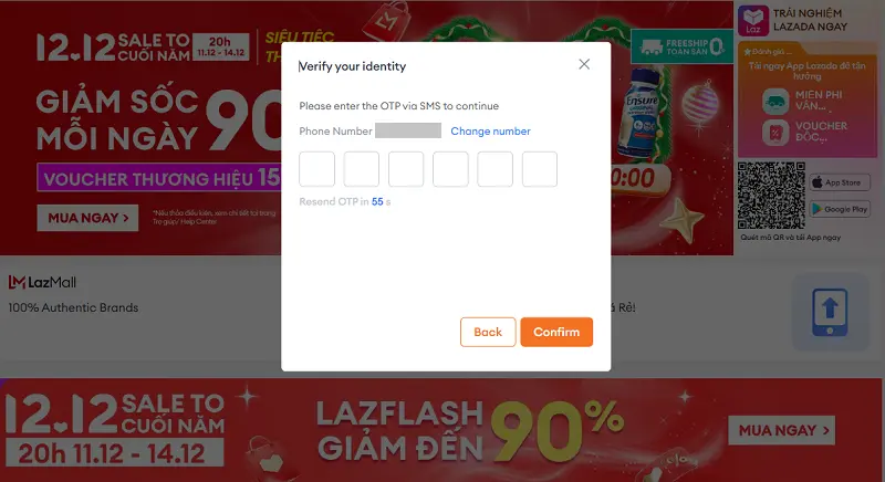 đăng nhập Lazada