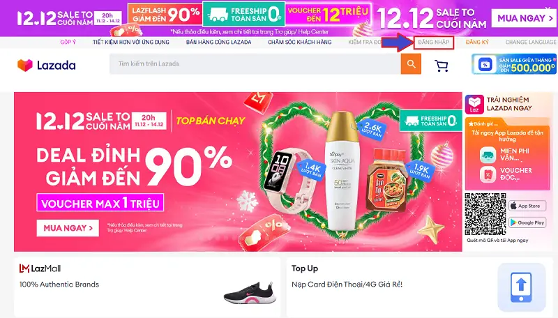 đăng nhập Lazada