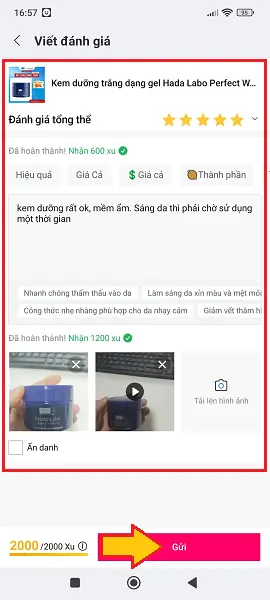 đánh giá sản phẩm đã mua trên Lazada