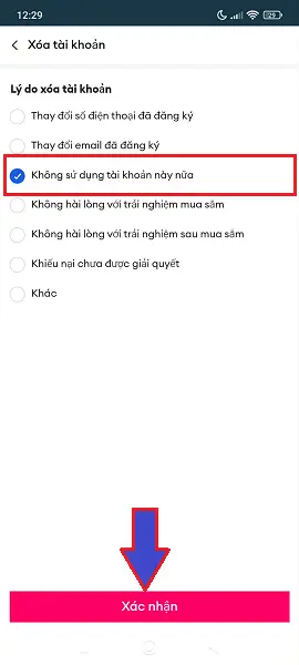 xóa tài khoản Lazada