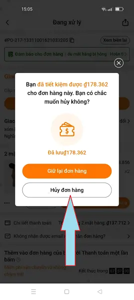 Hủy đơn hàng Temu 1