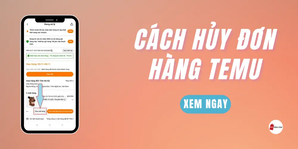 cách hủy đơn hàng temu