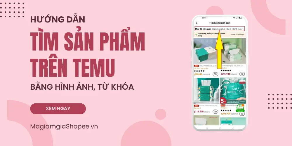 cách tìm sản phẩm trên temu