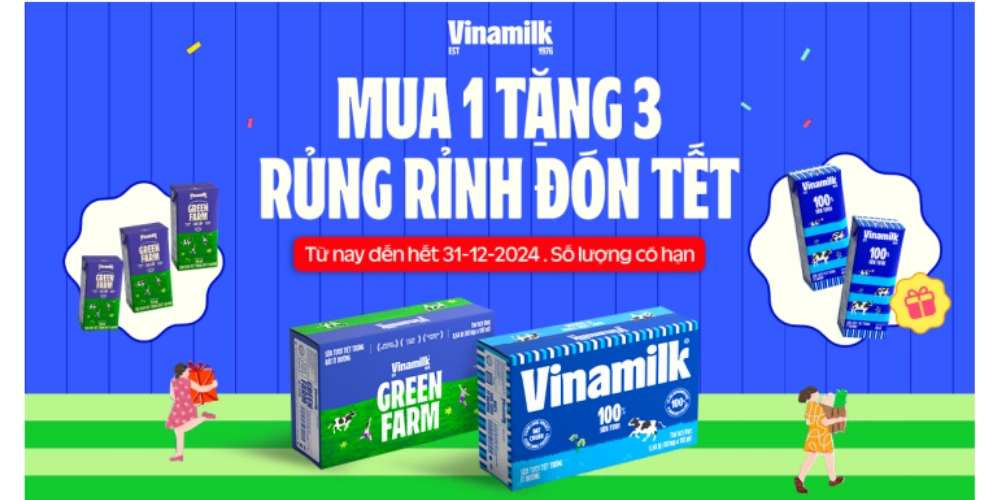 ưu đãi tháng 12 vinamilk mua 1 được 3 - rủng rỉnh đón tết.