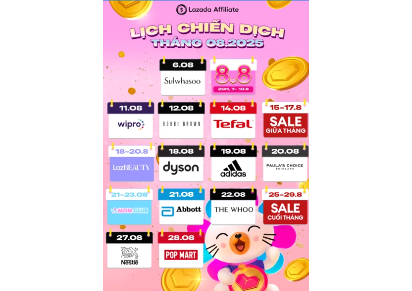 lịch sale Lazada tháng 8.2025