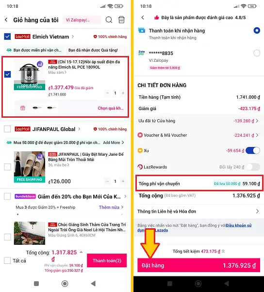 mã miễn phí vận chuyển Lazada