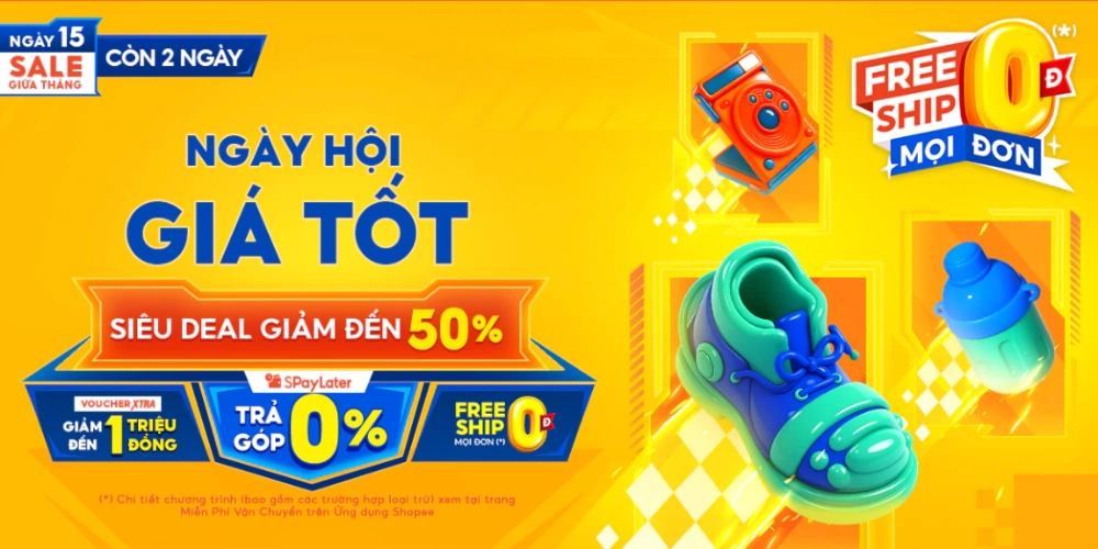 Shopee 15.8 Sale giữa tháng