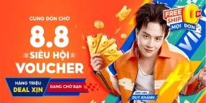 Shopee 8.8 Siêu hội Voucher
