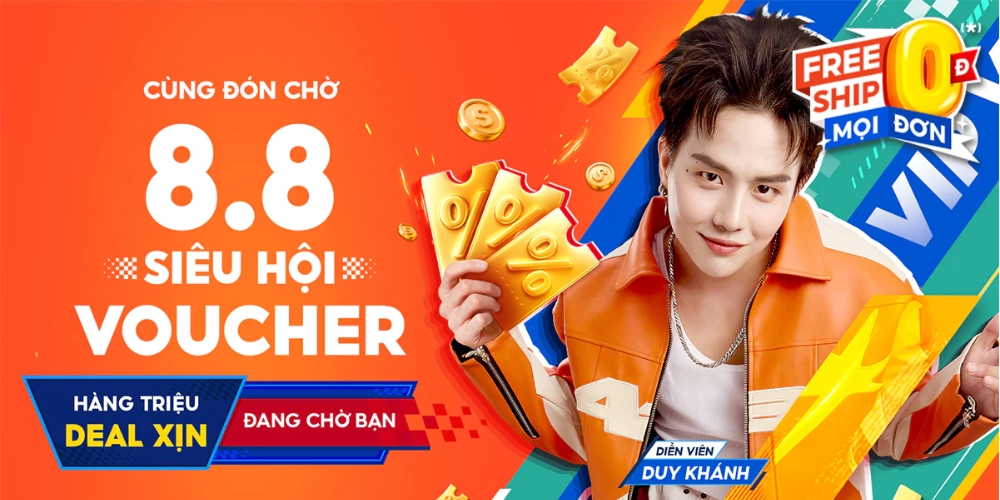 Shopee 8.8 Siêu hội Voucher