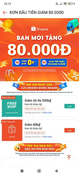 Voucher Shopee cho người mới