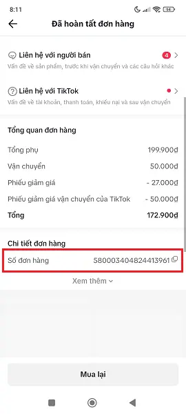 Cách tra mã đơn hàng Tiktok Shop