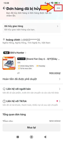 Cách xóa lịch sử mua hàng Tiktok