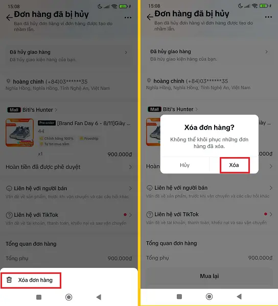 Cách xóa lịch sử mua hàng Tiktok