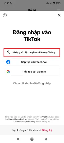 đăng nhập tài khoản Tikitok trên máy tính, điện thoại