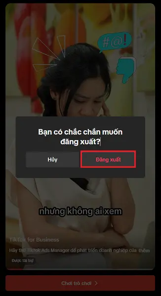 đăng xuất tài khoản Tikitok
