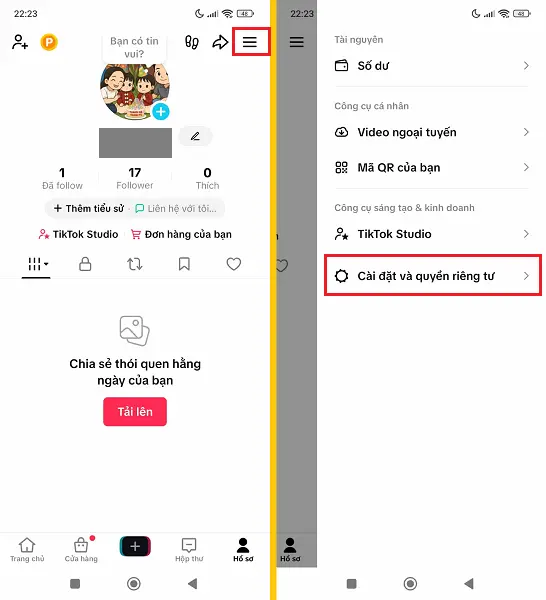 đăng xuất tài khoản Tikitok