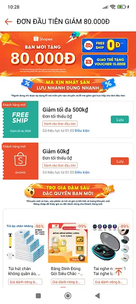 Voucher Shopee cho người mới