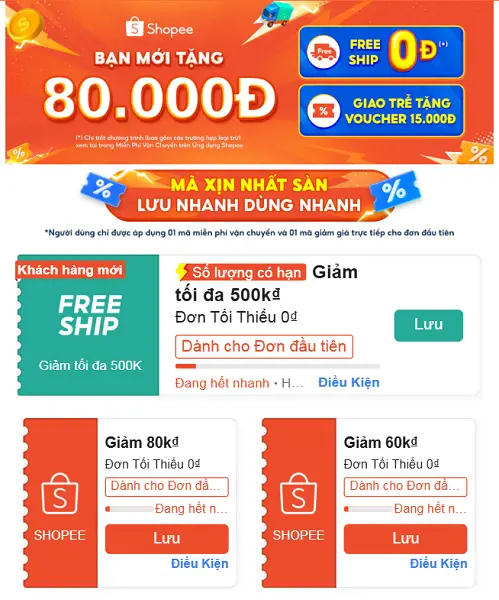 Voucher Shopee cho người mới